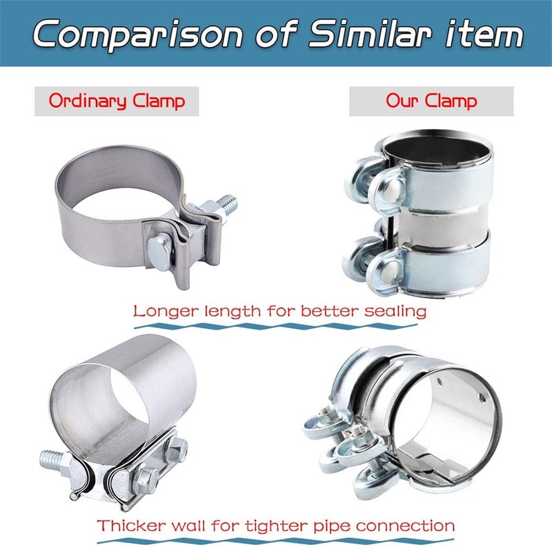 RULLINE Stainless Steel Exhaust Clamp for Muffler Downpipe Catback Pipe Connector - 2 Inch - Image 2