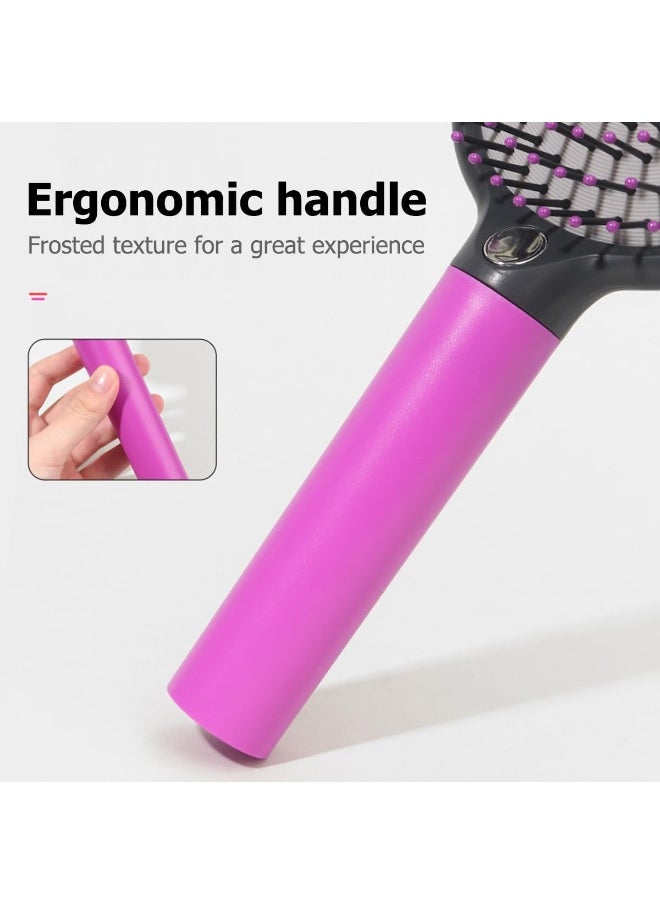 ECVV Detangler Hairbrush Massage Scalp Detangling Hair Brush Soft Bristles with Cushion Base For All Hair Types For Women/Men, Wet/Dry Hair, Rose Red  - Image 3
