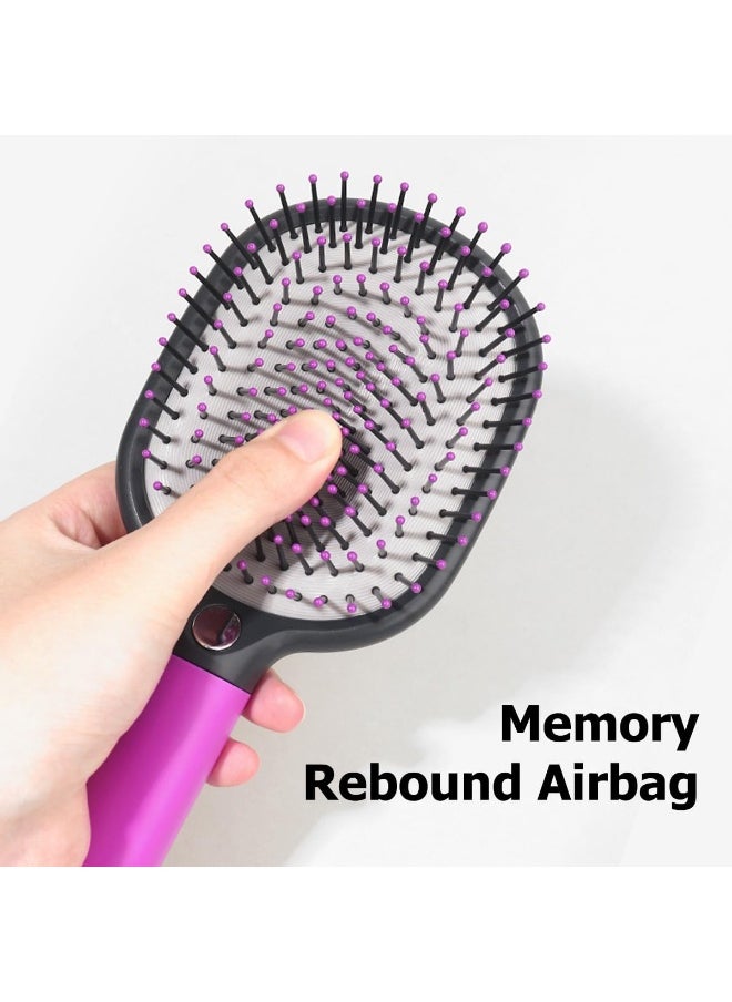 ECVV Detangler Hairbrush Massage Scalp Detangling Hair Brush Soft Bristles with Cushion Base For All Hair Types For Women/Men, Wet/Dry Hair, Rose Red  - Image 2