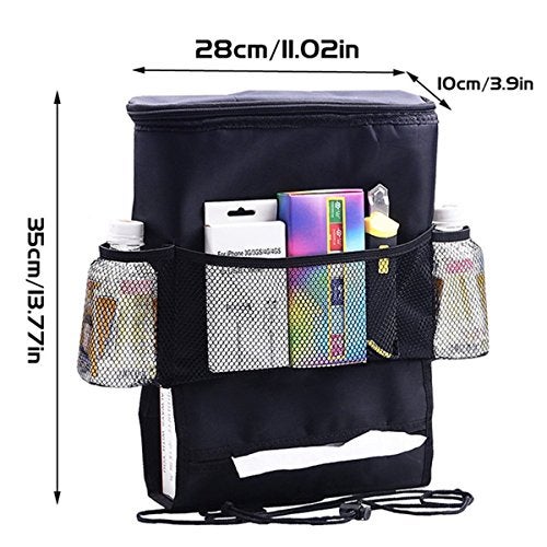 KAFEEK Car Seat Organizer/Auto Seat Back Organizer/Multi-Pocket Travel Insulated Drinks Holder Cooler/Storage Bag Cool Wrap Bottle Bag with Mesh Pockets(Heat-Preservation) - Image 3