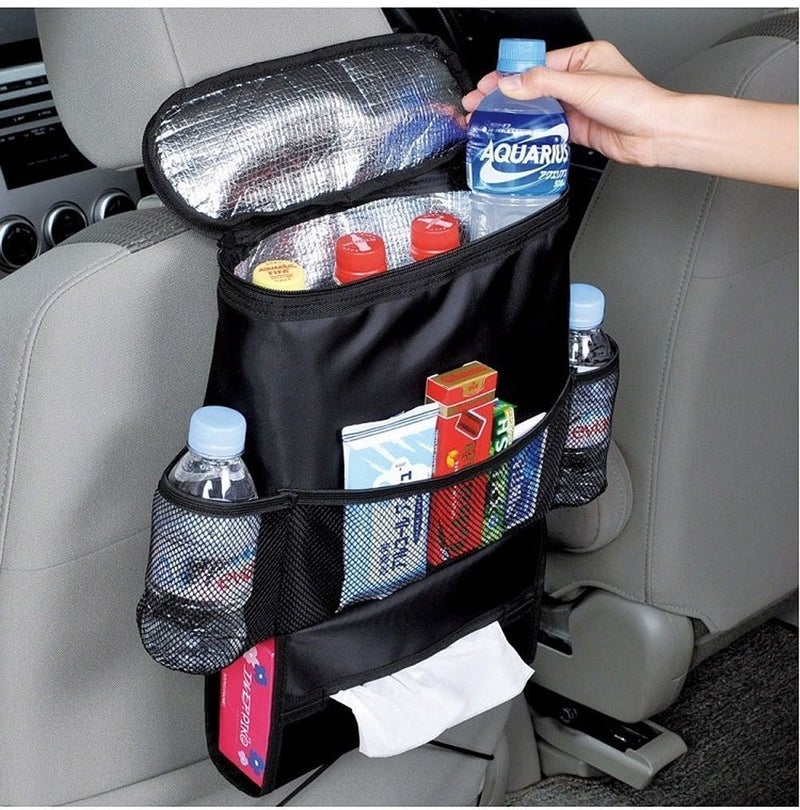 KAFEEK Car Seat Organizer/Auto Seat Back Organizer/Multi-Pocket Travel Insulated Drinks Holder Cooler/Storage Bag Cool Wrap Bottle Bag with Mesh Pockets(Heat-Preservation) - Image 1