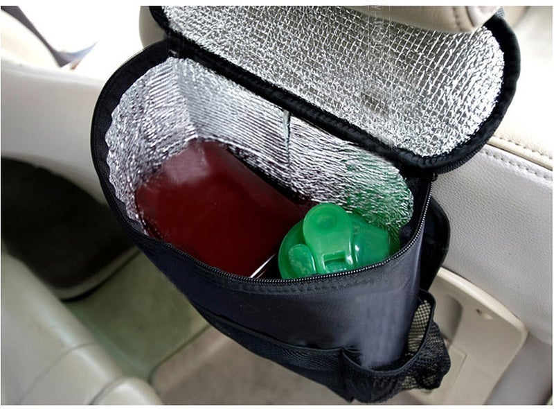 KAFEEK Car Seat Organizer/Auto Seat Back Organizer/Multi-Pocket Travel Insulated Drinks Holder Cooler/Storage Bag Cool Wrap Bottle Bag with Mesh Pockets(Heat-Preservation) - Image 2