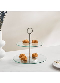 Home Box Coral 2-Tier Glass Cake Stand 20 x 25.3 x 25 cm  - Image 1