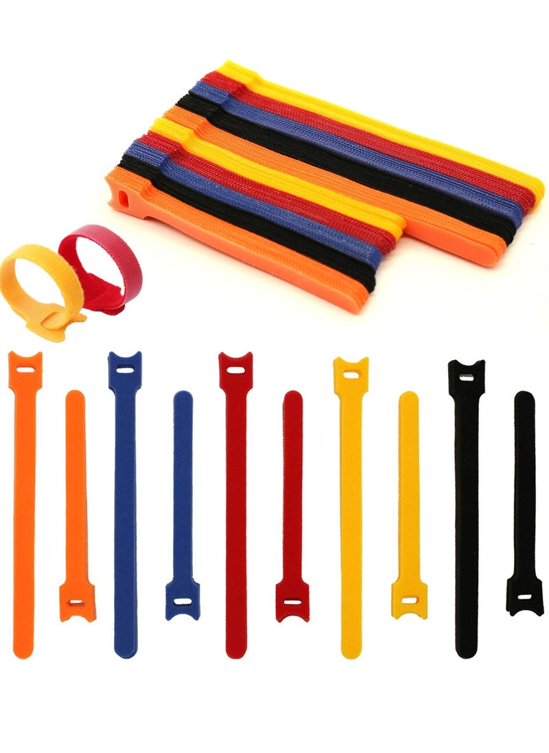 SYOSI - 100PCS Reusable Cable Zip Ties cord ties Multi Purpose Hook Loop cable management Adjustable Multicoloured Cords Organizer - Image 1