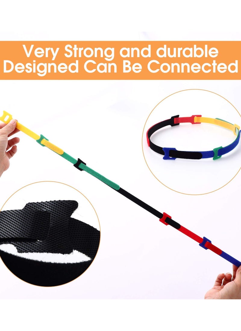 SYOSI - 100PCS Reusable Cable Zip Ties cord ties Multi Purpose Hook Loop cable management Adjustable Multicoloured Cords Organizer - Image 1