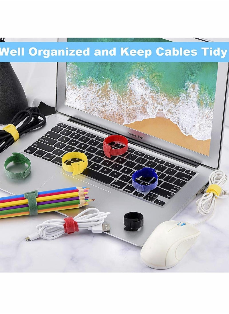 SYOSI - 100PCS Reusable Cable Zip Ties cord ties Multi Purpose Hook Loop cable management Adjustable Multicoloured Cords Organizer - Image 1