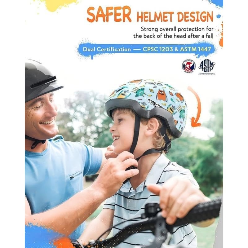 Youth bike helmet for kids 1-3 years old: lightweight ABS shell, matte black finish, adjustable fit system, certified safety breathable comfort for cycling, skateboarding, rollerblading, scooting, balance biking - Image 2