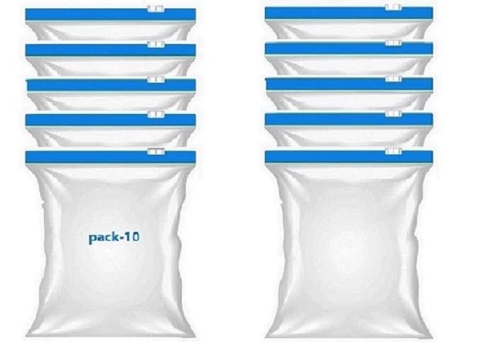 VONITY Ziplock Bag REUSABLE Zipper Bags Ziplock Plastic Bags For Fridge Food Storageplastic covers for packing Zip Lock Bag Snacks Vegetables Meats Freezable Microwave Safe pack of 10 pcs - Image 1