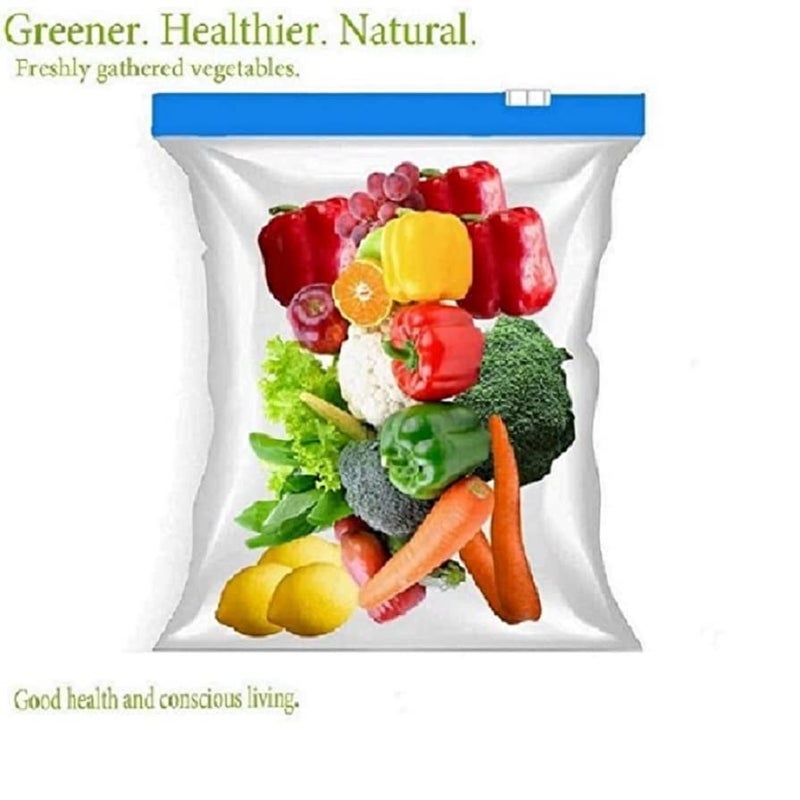 VONITY Ziplock Bag REUSABLE Zipper Bags Ziplock Plastic Bags For Fridge Food Storageplastic covers for packing Zip Lock Bag Snacks Vegetables Meats Freezable Microwave Safe pack of 10 pcs - Image 2