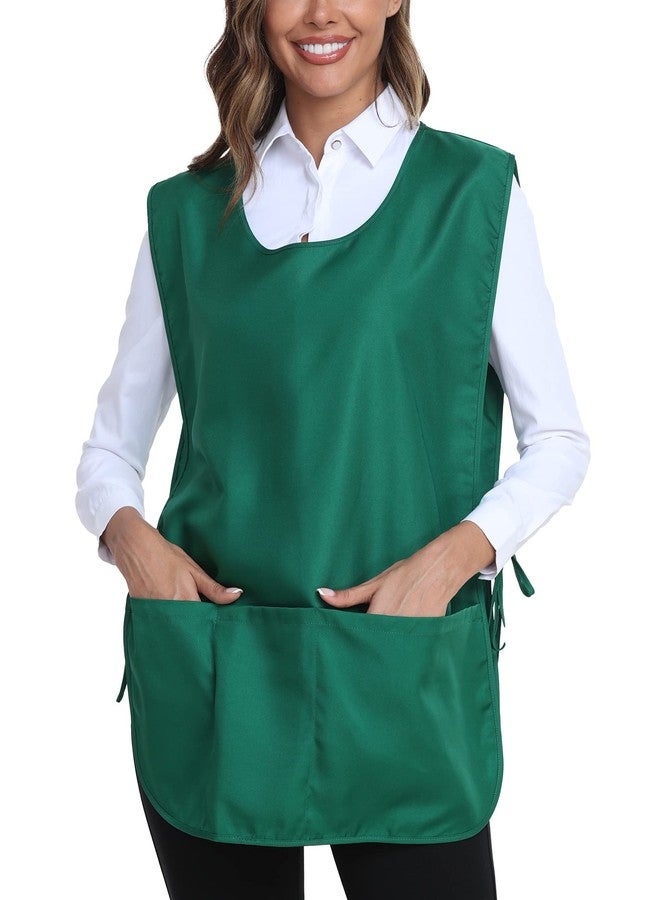 Xeoxarel مريلة زيوكساريل متعددة الاستخدامات للنساء أو الرجال، مريلة خياطة للجنسين بثلاثة جيوب، لون أخضر غامق - Image 1