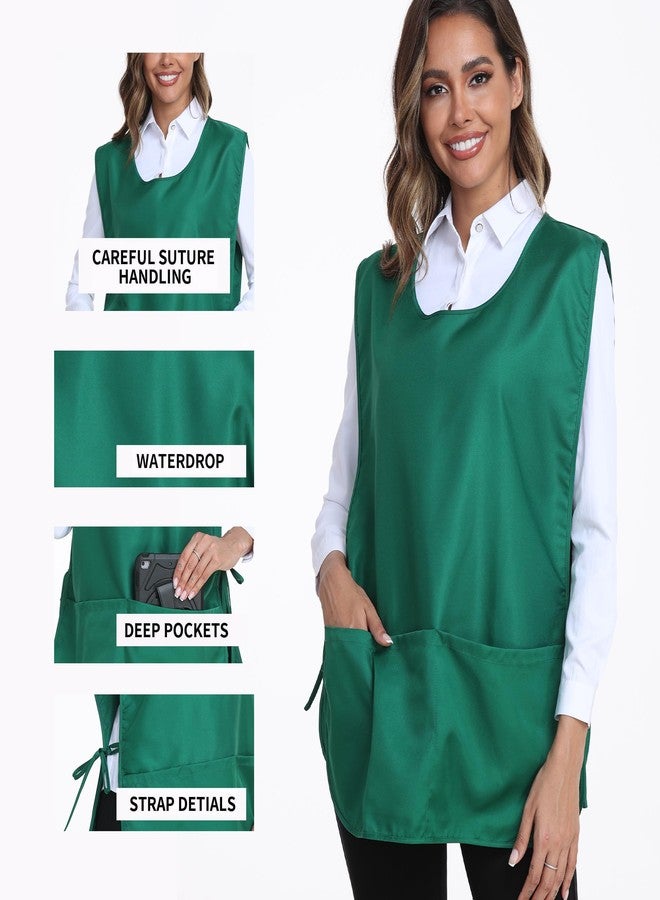 Xeoxarel مريلة زيوكساريل متعددة الاستخدامات للنساء أو الرجال، مريلة خياطة للجنسين بثلاثة جيوب، لون أخضر غامق - Image 4