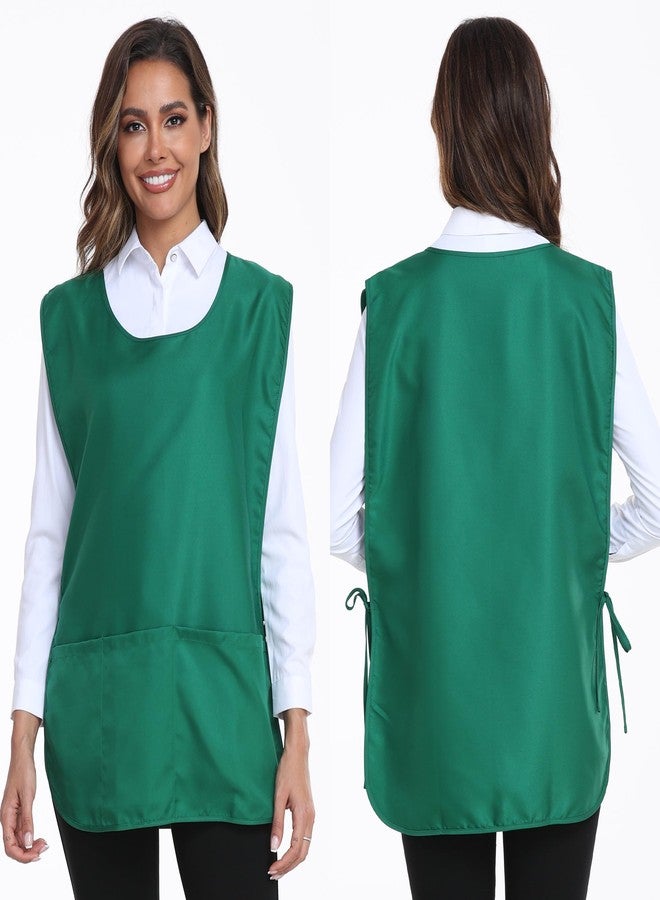 Xeoxarel مريلة زيوكساريل متعددة الاستخدامات للنساء أو الرجال، مريلة خياطة للجنسين بثلاثة جيوب، لون أخضر غامق - Image 3