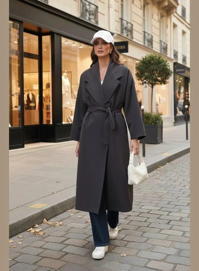 ليلا معطف ترنش نسائي مبطن بحزام مزدوج الصدر بقصة واسعة من ليلا