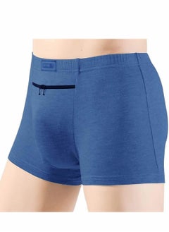 Excefore Men's Boxer Briefs Secret Hidden Pocket, 2 Pcs Pickpocket Proof Travel Secret Pocket Underwear, Pocket Panties (XL, Blue)  - Image 2