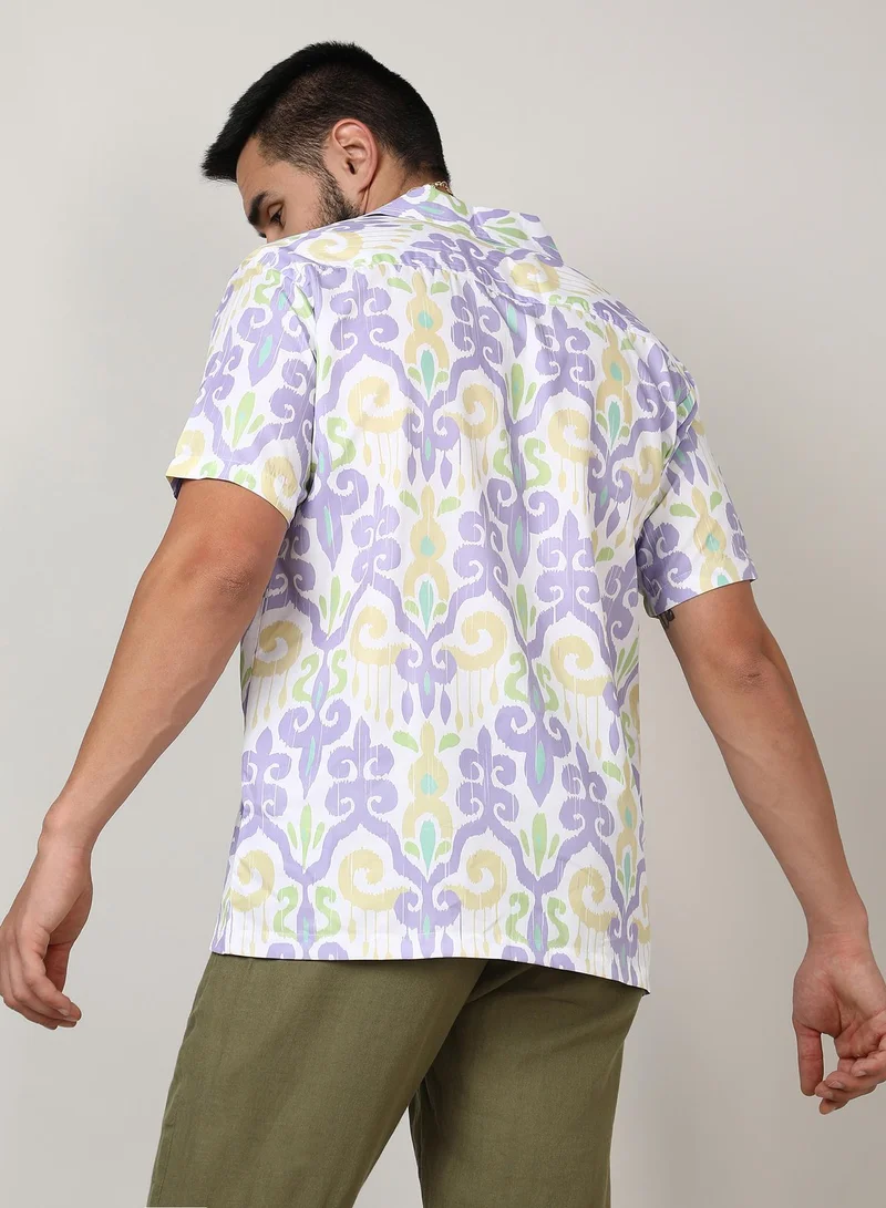 CAHOOT  Men's Lilac & Pale Yellow Ethnic Shirt for Men | Best Price UAE