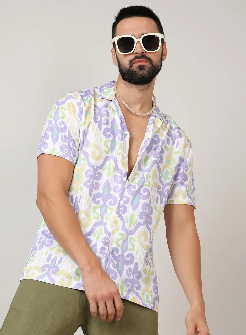 CAHOOT  Men's Lilac & Pale Yellow Ethnic Shirt for Men | Best Price UAE