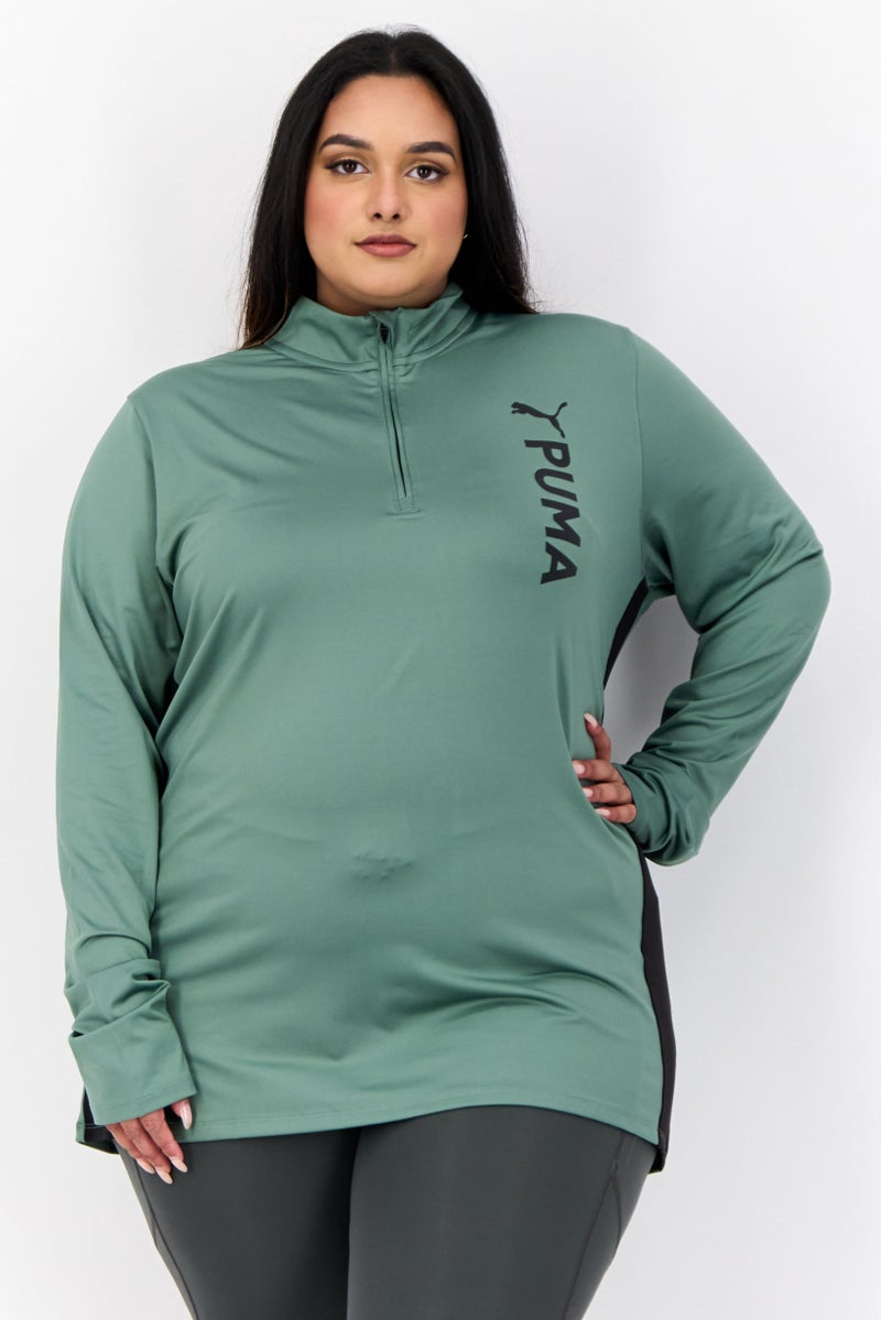 PUMA Women Sportswear Fit Training Quarter Zip Sweatshirts, Eucalyptus - Image 1