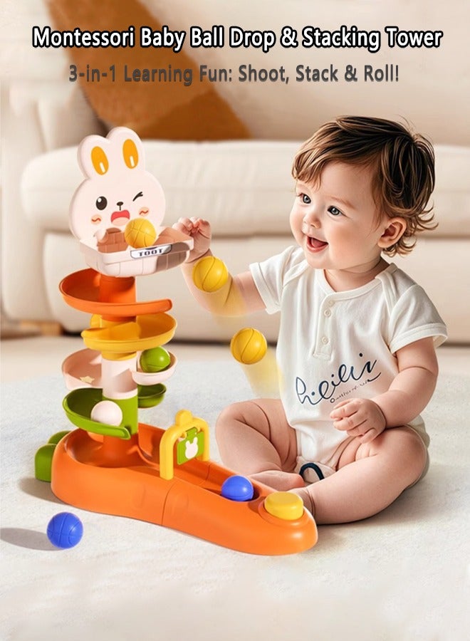 Montessori Baby Ball Drop & Stacking Tower | Educational Learning Toys for 1 2 3 Year Old Boys Girls | Toddler Activity Games for Fine Motor Skills & Color Recognition - Image 1