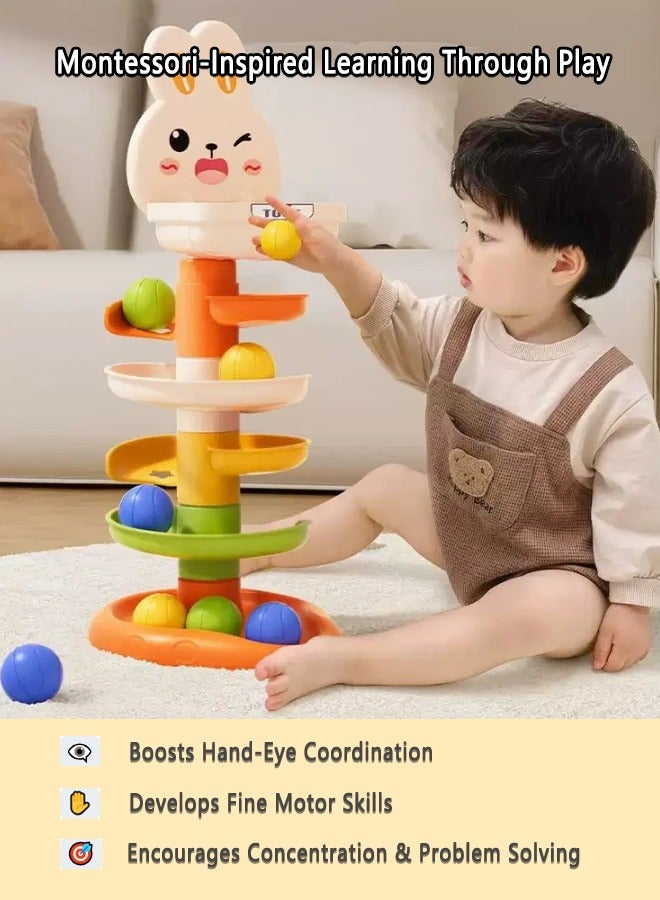 Montessori Baby Ball Drop & Stacking Tower | Educational Learning Toys for 1 2 3 Year Old Boys Girls | Toddler Activity Games for Fine Motor Skills & Color Recognition - Image 3