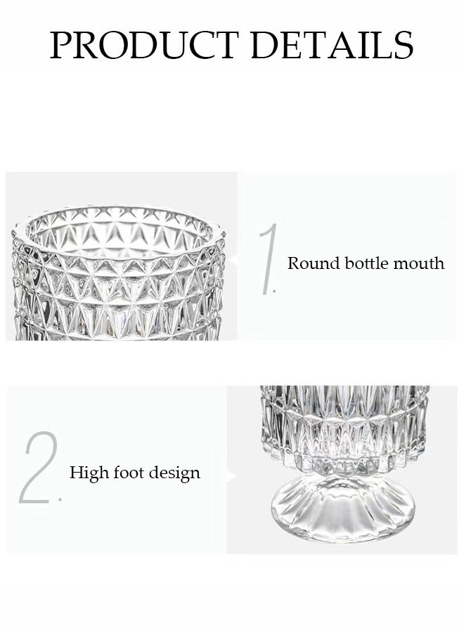 DUNISO Clear Glass Vase，Embossed Glass Vase，Crystal Glass Ribbed Footed Flower Vase，Clear Pedestal Vases for Centrepieces Wedding Birthday Anniversary Events Table Décor  - Image 3