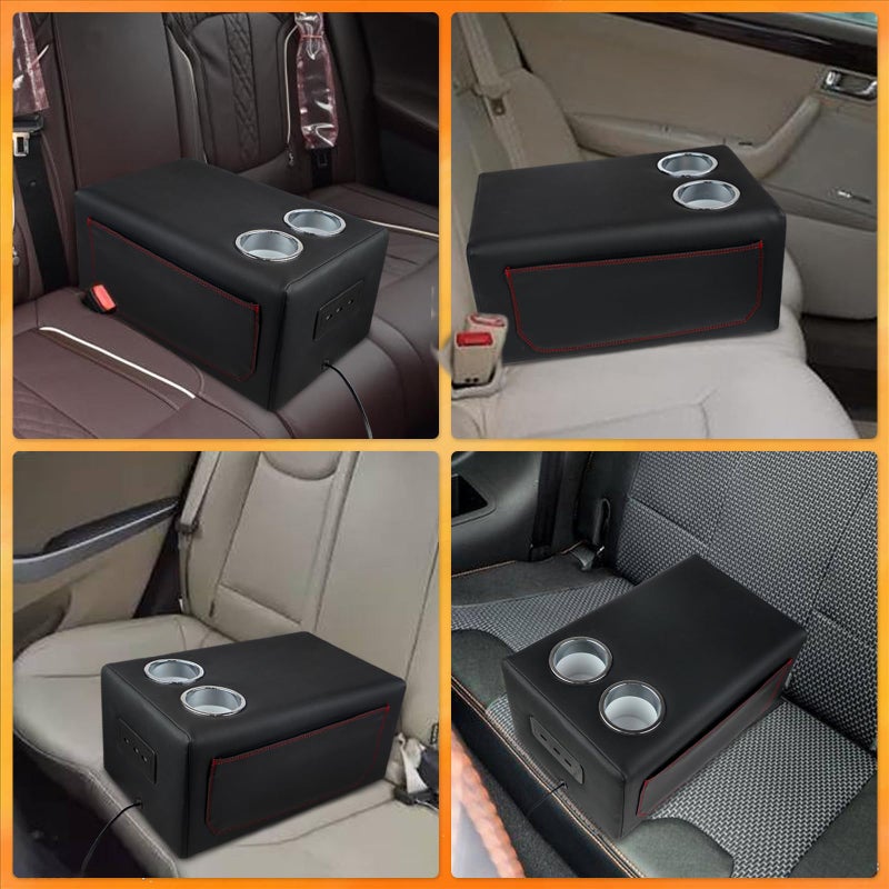 Donpida Upgrade Bench Seat Center Console with Cup Holder, Universal Center Console Organizer with USB, Truck Armrest Center Console with Side Pockets for Car and Van Back Bench Seat Storage Box - Image 5
