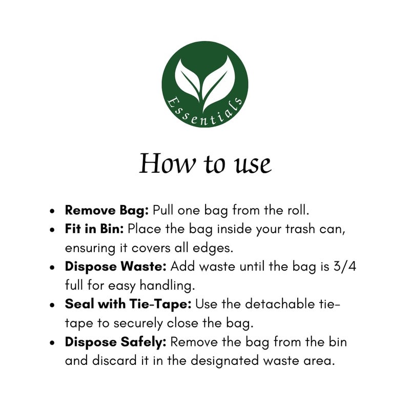 Eco Trial Essentials Eco Trial Essentials Garbage Bags 19x21 Inch Medium 270 Bags 9 Rolls LeakProof Durable Black Trash Bags with Detachable TieTape for Easy Closure - Image 5