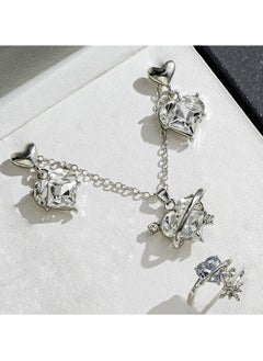 Huitich Elegant Heart Crystal Jewelry Set Silver  - Image 3