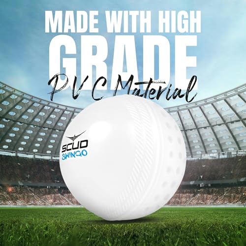 SCUD Swingo Wind Ball for Cricket, Specially Designed for Swing, Dual-Surface Half-Dimple & Half-Smooth Design, PVC | 72.39mm Diameter,105g (Pack of 3pc Balls, White) - Image 3