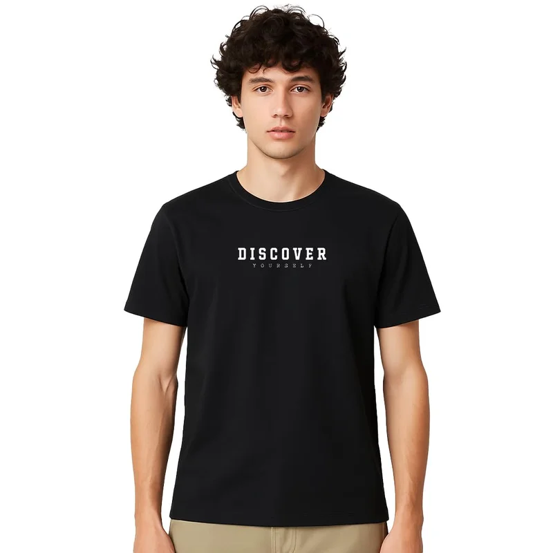 نوبيرو Men's Black Cotton Regular Fit T-Shirt