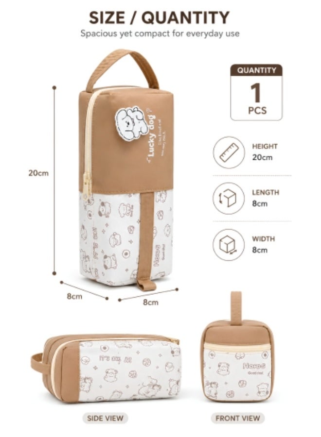 Aspire Books Aspire Lucky Dog Pencil Case 20 x 8 x 8 cm – Beige Cartoon Design, Zipper Closure, 1 Piece - Image 3