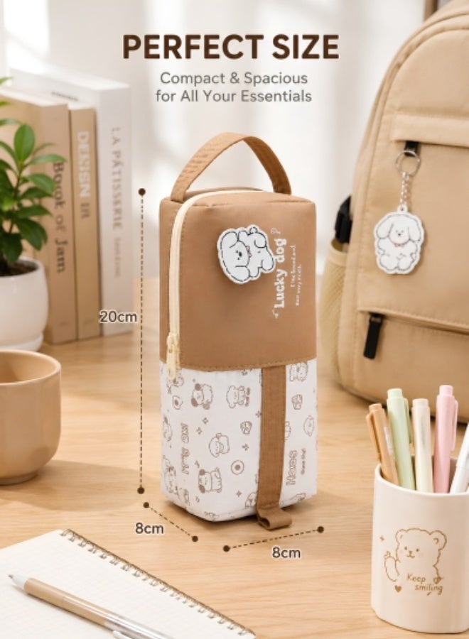 Aspire Books Aspire Lucky Dog Pencil Case 20 x 8 x 8 cm – Beige Cartoon Design, Zipper Closure, 1 Piece - Image 4