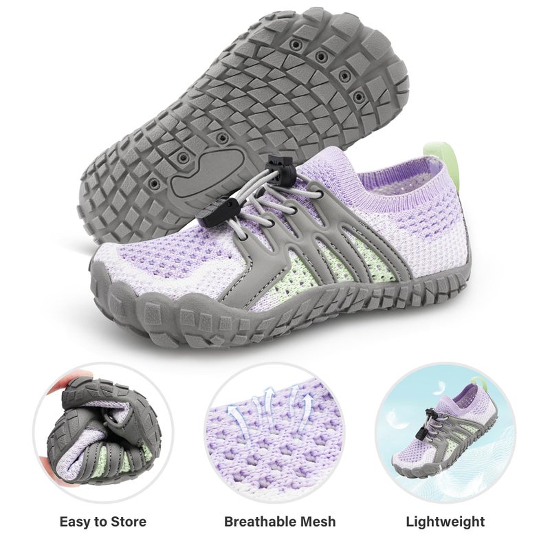 Stelle Water Shoes for Kids Girls Boys Barefoot Shoes with Adjustable Laces Quick Drying Beach Sports Non Slip Swimming Hikingï¼ˆLight Purpleï¼Œ13MLï¼‰ - Image 5