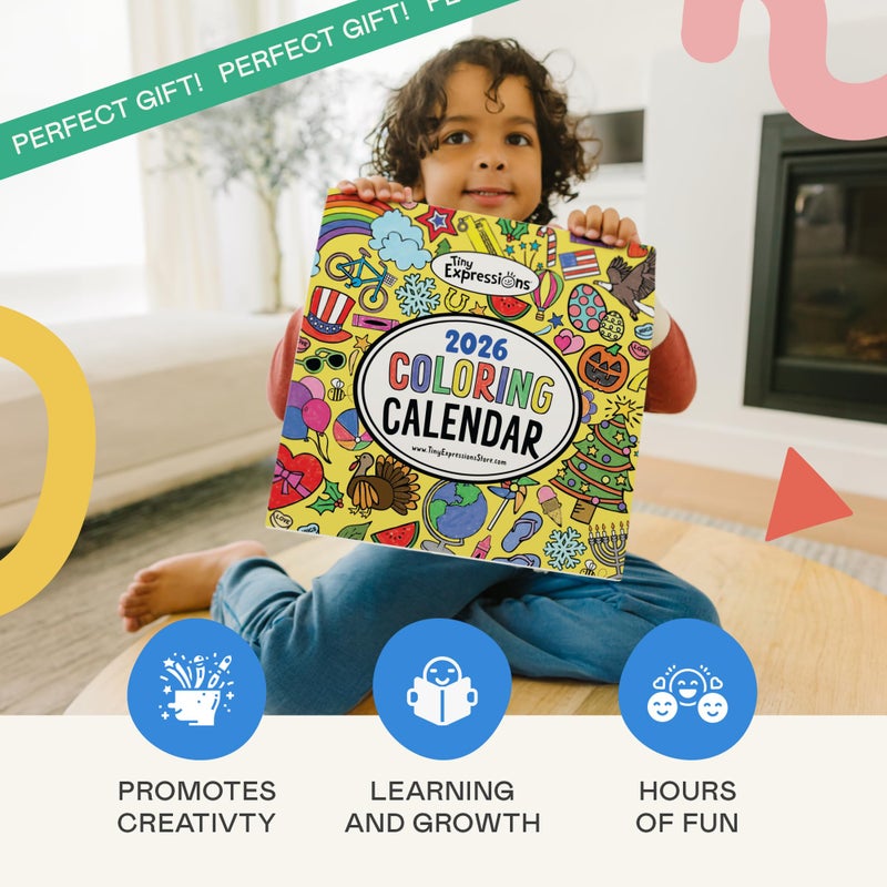 Tiny Expressions - Kids Coloring Calendar 2026-12 Month Color Your Own Wall Calendar for Children, Boys & Girls with Fun Planning Boxes for Daily, Weekly, and Monthly Tasks - Image 5