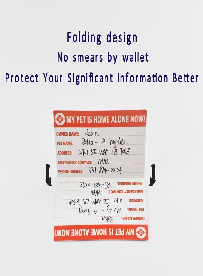 Clocean My Pets, Dogs & Cats are Home Alone Alert Key Tag Keychain Emergency Contact Wallet Card Folded - 2 Writable Back Sides (PET Emergency Wallet Card & Tag) - Image 5