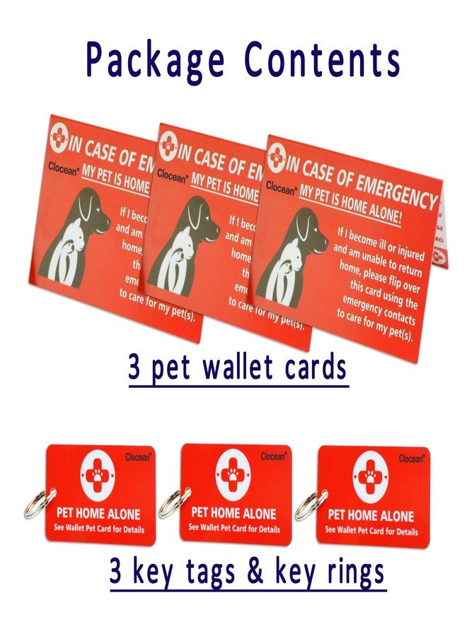 Clocean My Pets, Dogs & Cats are Home Alone Alert Key Tag Keychain Emergency Contact Wallet Card Folded - 2 Writable Back Sides (PET Emergency Wallet Card & Tag) - Image 4