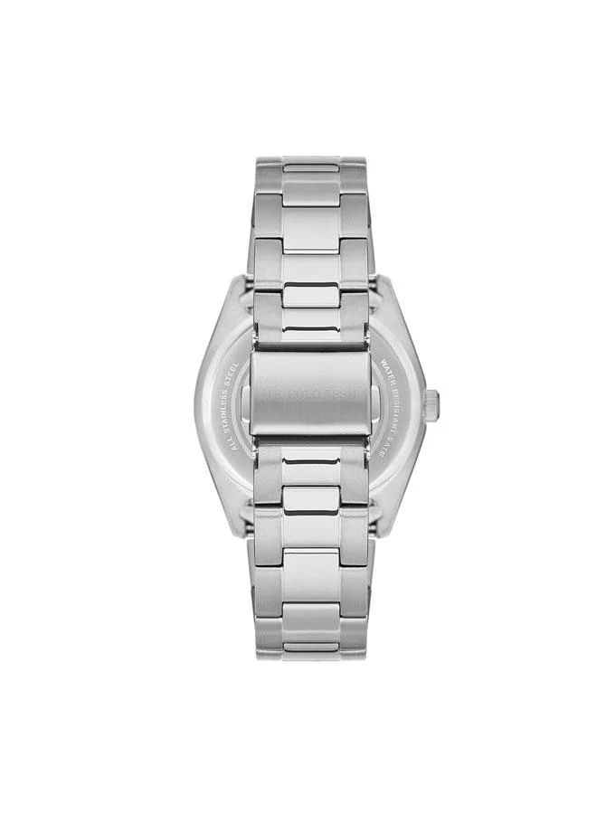 يو اس بولو اسن Stile Blue Dial Silver Stainless Steel Bracelet Analog Watch for Women 34mm