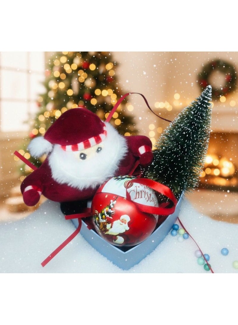 Christmas Gift Box Heart 17cm + 3 Gifts (Christmas Tree + Santa Claus Medal 11cm + Christmas Balls Gift Box) - Image 1