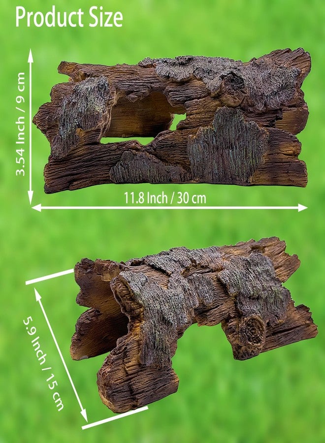 Teaeeno Lizard Snake or Reptile Hide, Large Hollow Log Snake Hideout for Ball Python Bearded Dragon and Gecko Eco-Friendly Resin Tank Accessory with Basking Platform & Multi-Functional Décor (Brown) - Image 3