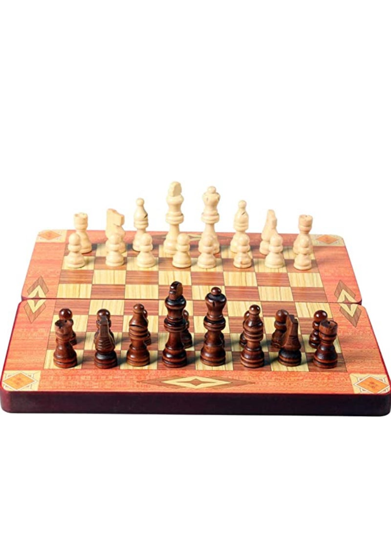 فيتاشيلي 3 في 1 لعبة الطاولة الخشبية القابلة للطي لعبة الداما مجموعة الشطرنج 15 بوصة - Image 2
