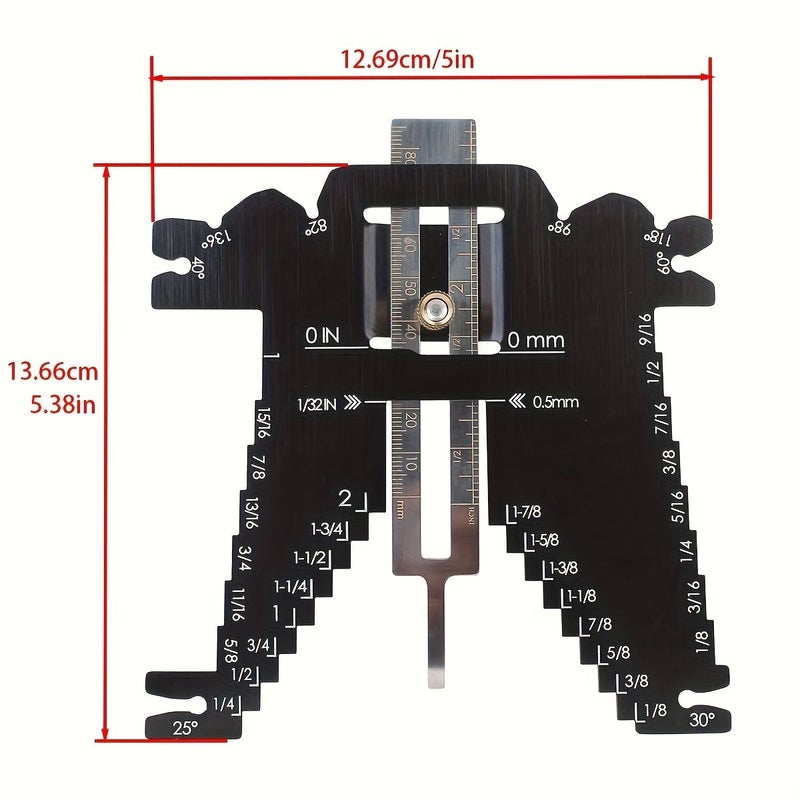 Black 5 in 1 Universal Measuring Gauge Woodworking Ruler for Table Saw - Image 5