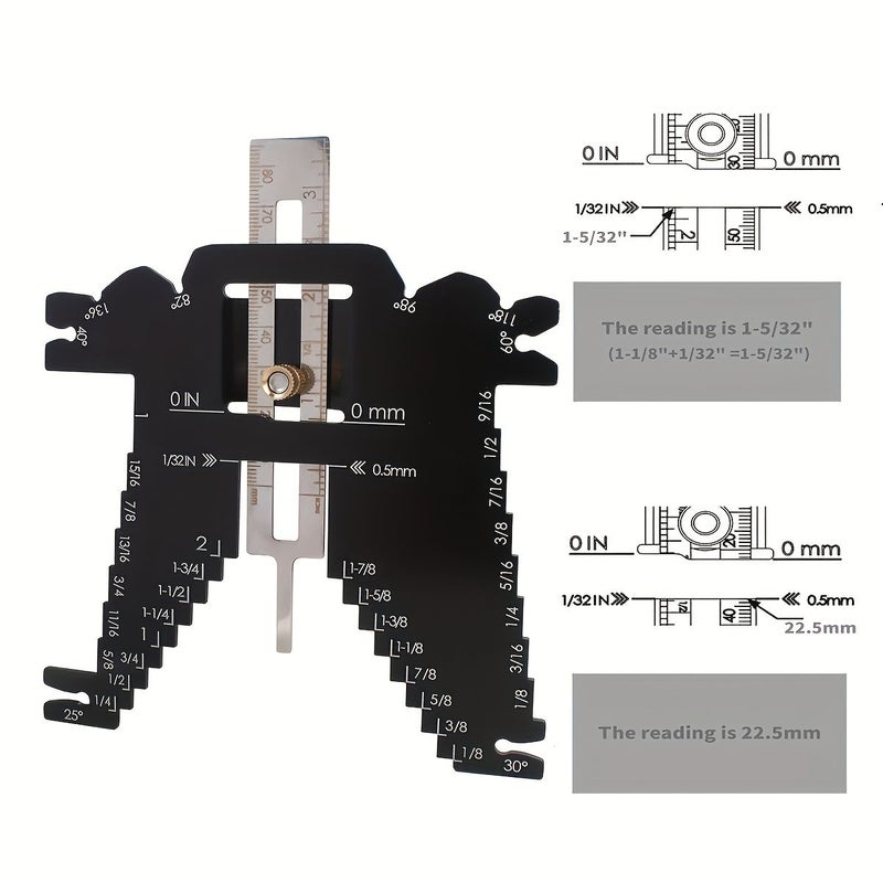 Black 5 in 1 Universal Measuring Gauge Woodworking Ruler for Table Saw - Image 1