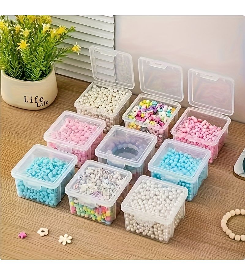 10 Pcs Transparent Plastic Storage Boxes for Screws Nails Small Parts Jewelry - Image 2
