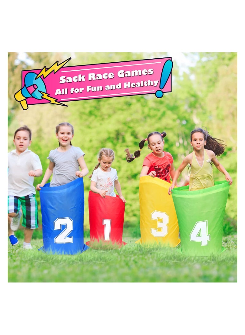SYOSI 32 Pcs Sports Day Kit Sack Race Set Bean Bag Toss Fun Outdoor Garden Family Game for Adults And Kids Includes 4 Coloured Sack 4 Eggs 4 Spoons 4 Bean Bags 2 Whistles and other  - Image 2