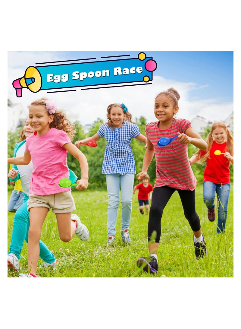 SYOSI 32 Pcs Sports Day Kit Sack Race Set Bean Bag Toss Fun Outdoor Garden Family Game for Adults And Kids Includes 4 Coloured Sack 4 Eggs 4 Spoons 4 Bean Bags 2 Whistles and other  - Image 4