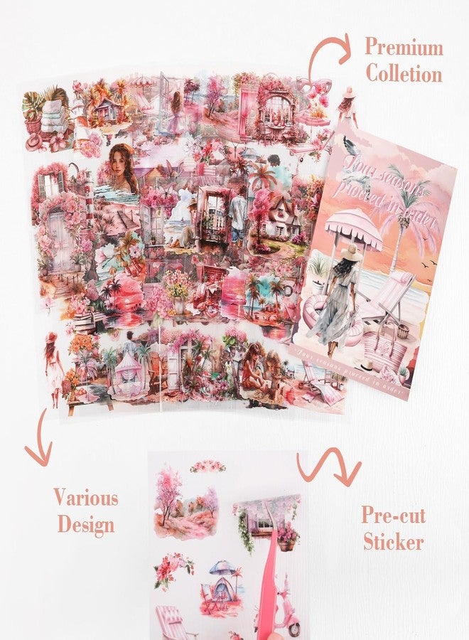 SAMVARDHAN Seasons Theme Vintage Aesthetic Sticker Book - 20 Sheets Seasonal Scrapbook Stickers | Cottagecore Planner & DIY Craft Supplies (Summer) - Image 4