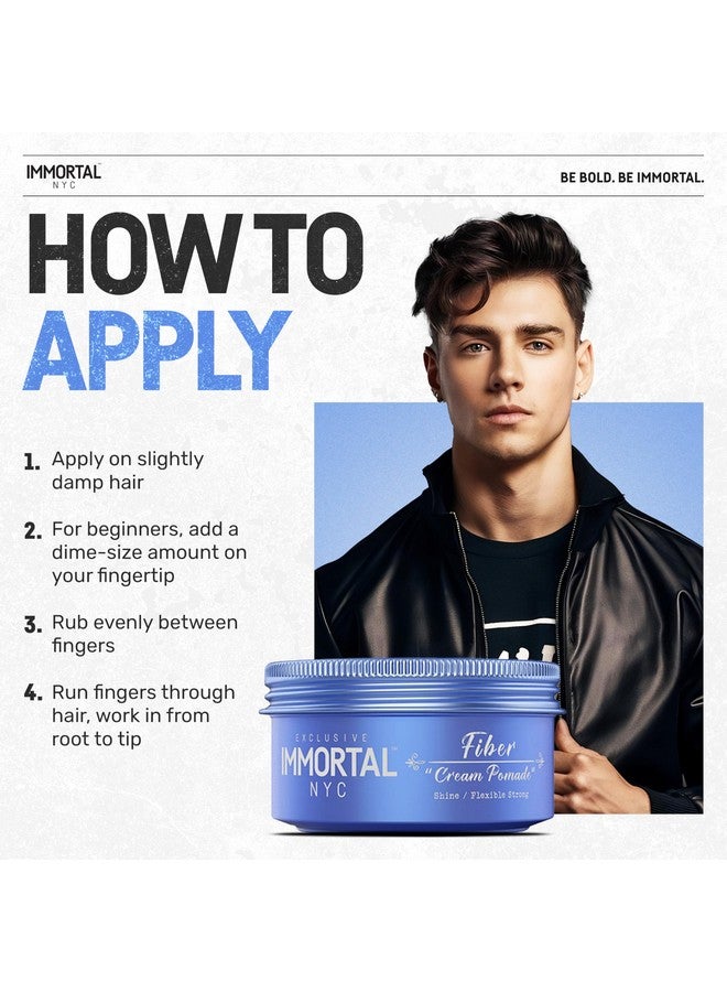 Immortal NYC Fiber Cream Hair Pomade - Flex Strong Hold - Low Shine All Natural Water-Based Cream Pomade for Men - No Residue, All Hair Types - Image 5