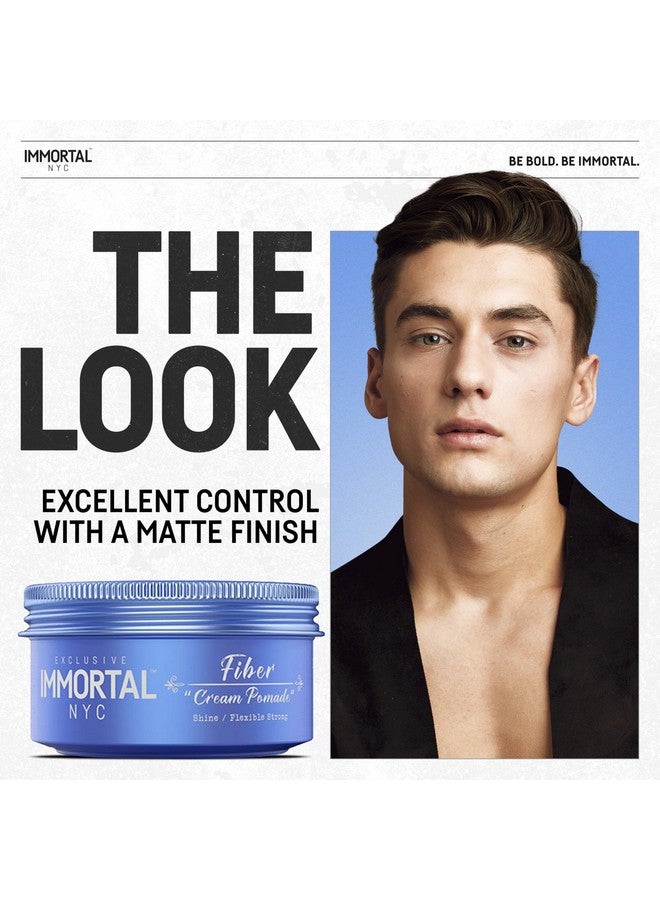 Immortal NYC Fiber Cream Hair Pomade - Flex Strong Hold - Low Shine All Natural Water-Based Cream Pomade for Men - No Residue, All Hair Types - Image 2