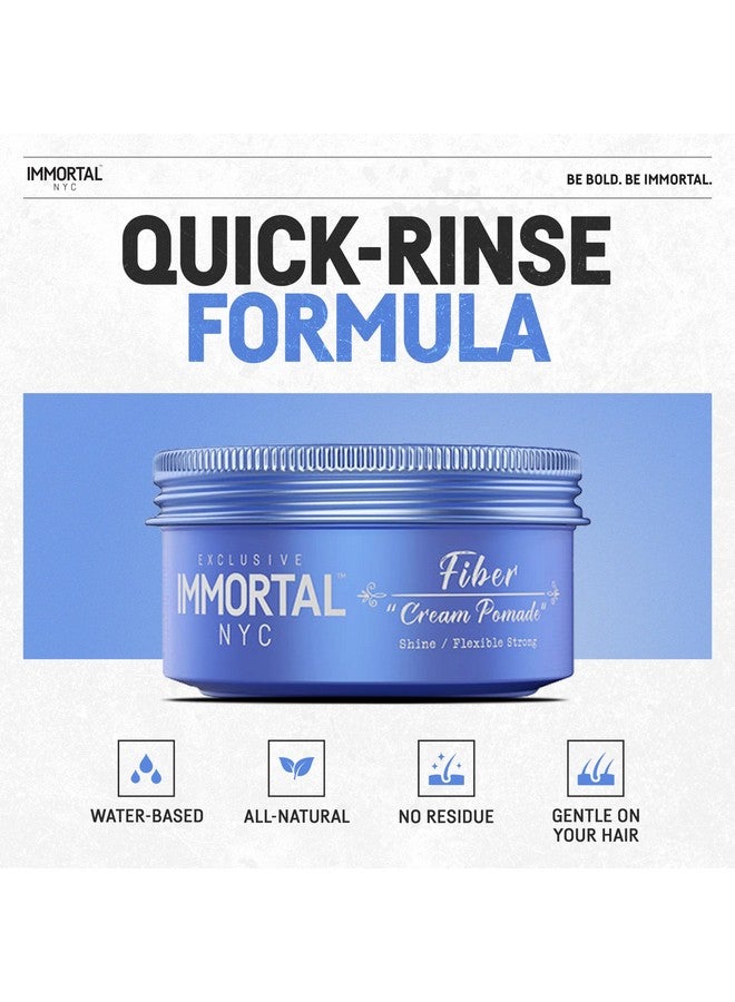 Immortal NYC Fiber Cream Hair Pomade - Flex Strong Hold - Low Shine All Natural Water-Based Cream Pomade for Men - No Residue, All Hair Types - Image 4