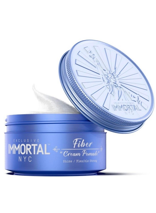 Immortal NYC Fiber Cream Hair Pomade - Flex Strong Hold - Low Shine All Natural Water-Based Cream Pomade for Men - No Residue, All Hair Types - Image 1