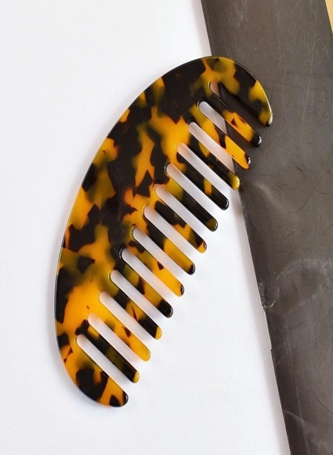 Finrray 2PCS Tortoiseshell Hair Combs Large Cellulose Acetate Wide Tooth Comb French Grooming Hairstyle Accessories for Thick, Curly, Wet Dry Hair (Moon) - Image 4
